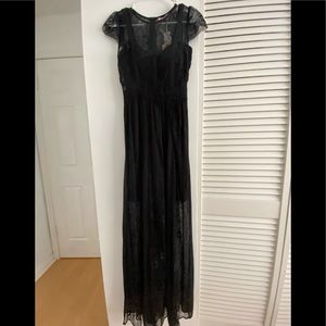Black maxi dress with lace